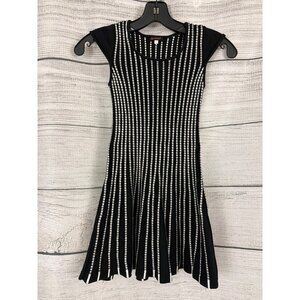 Ella Moss Girls Tami Black & White Fit and Flare Striped Knit Dress Size 10
